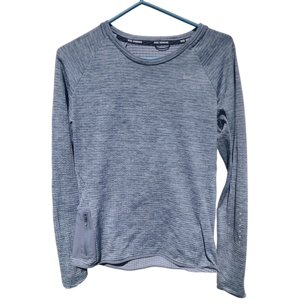 Nike Sportswear Tech Fleece Waffle Knit Grey Long Sleeve Pullover Top Women Sm.